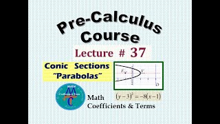 PreCalc Course Lec  37 Parabolas  Conic Sections [upl. by Artkele]