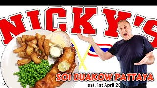 Fish and Chips at Nickys Bar Restaurant on Soi Buakow Pattaya Thailand [upl. by Sowell]