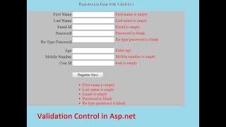 Form validation in aspnetValidation control [upl. by Airlee]