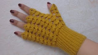 Beautiful crochet fingerless gloves full tutorial [upl. by Festatus]