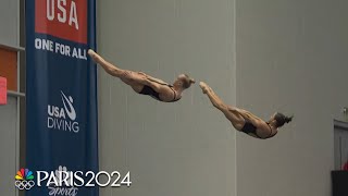 Sizzling in sync Cook and Bacon clinch Paris spots in 3m synchro springboard  NBC Sports [upl. by Lenssen]