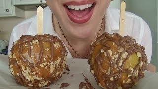 SassEsnacks ASMR Caramel Apple  Foods on a Stick Part 6  Eating Sounds  Mukbang [upl. by Melina682]