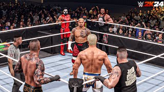 WWE 2K24  The Bloodline Vs Cody Rhodes Randy Orton amp Kevin Owens  Tag Team Match [upl. by Bouchard]