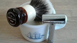 Shaving The Fatip Slanted Safety Razor Lo Storto with Haslinger Sheep amp Lanolin Shaving Soap 👍 [upl. by Rama111]