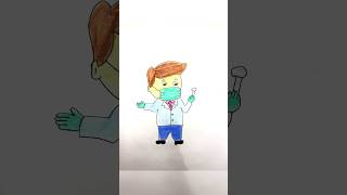 easy kids drawing 👨🏼‍⚕️😷shorts story funny comedy emotional drawing kids art doctor yt [upl. by Ellary]