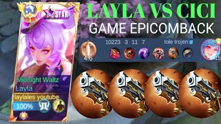 LAYLA VS CICI❗BUILD MALEFIC ROAR ONE SHOT ENEMY DELETE  build top 1 global Layla [upl. by Lorrayne824]