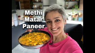 The most delicious recipe METHI MATAR MALAI PANEER  Fenugreek Peas Creamy Paneer  Food with Chetna [upl. by Kerril]