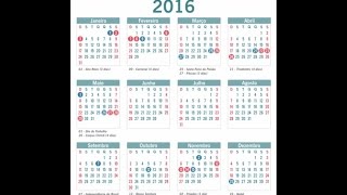 Calendário de feriados de 2016 [upl. by Tremml]