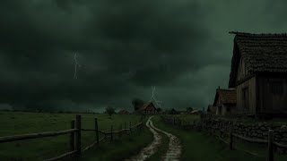 Ominous Thunderstorm Rolls Over a Small Village  Dark and Quiet Ambience Before the Storm 🌩️ [upl. by Idnahr]