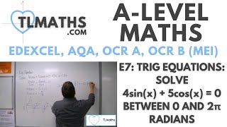 ALevel Maths E719 Trig Equations Solve 4sinx  5cosx  0 between 0 and 2π radians [upl. by Rj460]