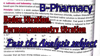 Types of Redox TitrationPermanganometry Iodimetry and iodometryExam timeBPHARMACY 1sem [upl. by Prussian791]