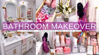 DIY BATHROOM MAKEOVER  Bathroom Decorating Ideas  Satisfying Organization  Gold Decor [upl. by Chenay]