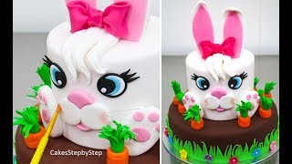 BUNNY Cake  How to make a Cute Animal Cake by Cakes StepbyStep [upl. by Vonni]