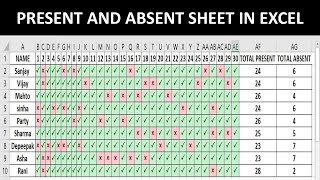 present and absent sheet in excel [upl. by Doti160]