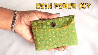 How to make Coin Pouch Easy Sewing DIY making tutorial [upl. by Noella]