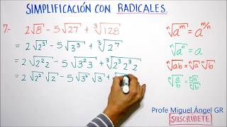 A42 Simplificación de expresiones con radicales usando las propiedades [upl. by Perrine]