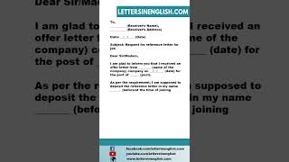 Request Letter for Reference Letter for Job [upl. by Yrannav]