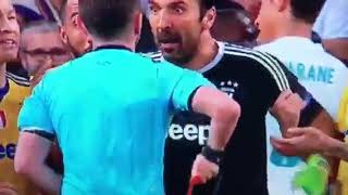 BUFFON RED CARD FOR PUSHING REFEREE REAL MADRID 13 JUVENTUS [upl. by Saidee312]