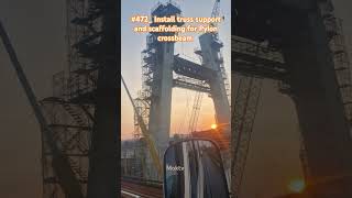 472 Install truss support and scaffolding for Pylon crossbeam moktv pylon site bridge how [upl. by Todhunter]