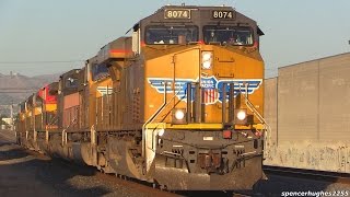 Union Pacific UP Trains in East Los Angeles CA June 20th 2015 [upl. by Ethelda]