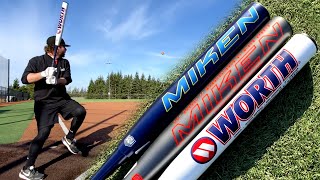 Hitting with the 2021 MikenWorth USA Slowpitch Bats  Freak Primo vs KRēCHeR vs Freak23 review [upl. by Ayadahs]