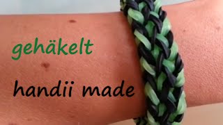 Loom Bands Armband  gehäkelt  geflochten  mit Häkelhaken  Hook Anleitung deutsch ohne Loom [upl. by Missie839]