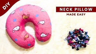 Easy Neck Pillow Tutorial  How to make a travel neck pillow with fabric scraps [upl. by Kirtap]