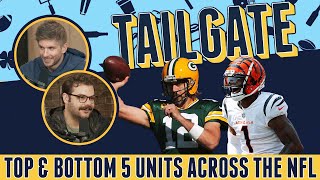 Ranking the top and bottomfive units across the NFL  PFF Tailgate [upl. by Assirehc556]