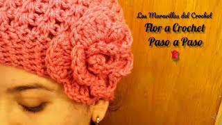 LasMaravillasdelCrochet 🌹FLOR tejida a CROCHET 🌹 para GORROS Y DIADEMAS [upl. by Dewayne]