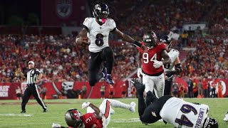 RavensBucs Lamar Jackson tosses 5 TD passes Baltimore reels off 34 straight points in victory [upl. by Ruenhs158]