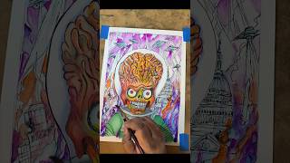 Holbein Gouache Paints MARS ATTACKS Background Illustration Part Two [upl. by Zoha34]