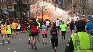 Boston Marathon Explosions Video Two Bombs Near Finish Line [upl. by Neevan]