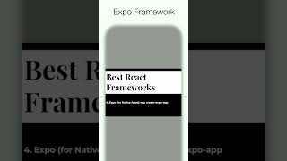 React Interview Question What is Expo Framework [upl. by Tricia]