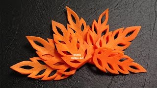 Simple Carrot Leaf Design  Beginners Lesson 17 By Mutita The Art Of Fruit And Vegetable Carving [upl. by Beverlee]