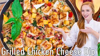 CREAMY Cheesy Grilled Peach amp Chicken Dip Recipe With BACON amp Tabasco [upl. by Karylin391]