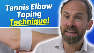 Taping technique to reduce tennis elbow pain [upl. by Jevon155]