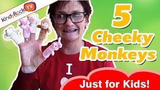 Five Cheeky Monkeys  Nursery Rhyme Movement Song for Toddlers and Preschoolers [upl. by Aissila]