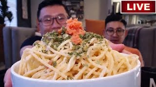 SALTED COD ROE SPAGHETTI amp UNI MUKBANG [upl. by Chemosh]