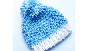 Gorro a crochet para bebe recién nacidos 0 a 3 meses y más grande Como tejer gorros en crochet 221 [upl. by Yacano]