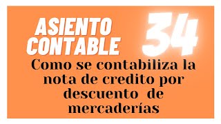 ⭕️ ASIENTOS CONTABLES ⭕️ DESCUENTO OBTENIDO CON NOTA DE CREDITO [upl. by Sheehan]