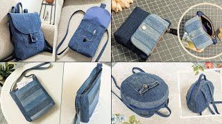 4 Old Jeans Ideas  DIY Denim Bags and Purse  Compilation  Bag Tutorial  Upcycle Craft [upl. by Leirbaj766]