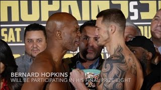 BERNARD HOPKINS v JOE SMITH JR  OFFICIAL WEIGH IN amp HEAD TO HEAD  HOPKINS v SMITH [upl. by Catha255]