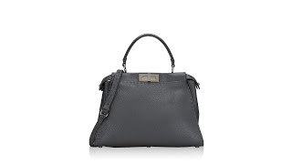 Fendi Cuoio Romano Selleria Medium Peekaboo Iconic Satchel Asfalto Latte [upl. by Fihsak]