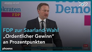 Pressekonferenz der FDP mit Christian Lindner zum Ausgang der Landtagswahl im Saarland am 280322 [upl. by Fawcette]