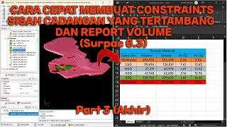 Membuat constrain sisah cadangan berdasarkan dari block model terestimasi remain part 3 akhir [upl. by Aerdnek]