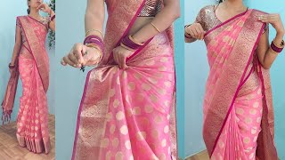 organza silk saree draping perfectly easy tips and tricks  saree draping tutorial [upl. by Amaleta]