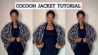 DIY COCOON JACKET  How to Cut and Sew a Cocoon Jacket also known as Rectangular Jacket [upl. by Manno232]