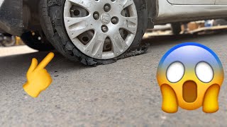 Gadi Ka Tyre Blast Ho Gaya 😱 Ab Kya Hoga  VLOG 27 vlog car funny dailyvlog familychannel [upl. by Halak]