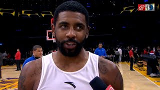 We shouldve won by more 😅  Kyrie Irving after late 3 wins it for the Mavs vs Lakers  NBA on ESPN [upl. by Maxey]