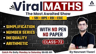 Bank Exams  Simplification  Number Series  Inequality  Arithmetic  Viral Maths 20 72 Navneet [upl. by Aitan]